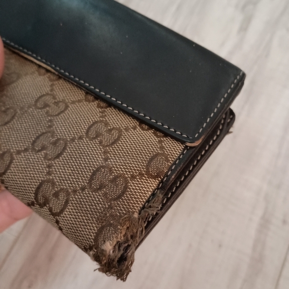 Auth GUCCI GG Canvas & Leather Brown Bifold Long Wallet Purse Women's - Picture 7 of 16